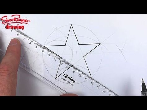 Perfect Stars are easy to draw when you know how. Let award winning illustrator, Shoo Rayner, show you how five sided stars are constructed geometrically with a compass and a ruler. Drawing Of Stars, Perfect Star Drawing, Zentangle Stars Pattern, How To Make A 5 Point Star, How To Draw A Star Easy, Drawing A Star, Star Design Drawing, Star Sketch Drawing, Star Tutorial