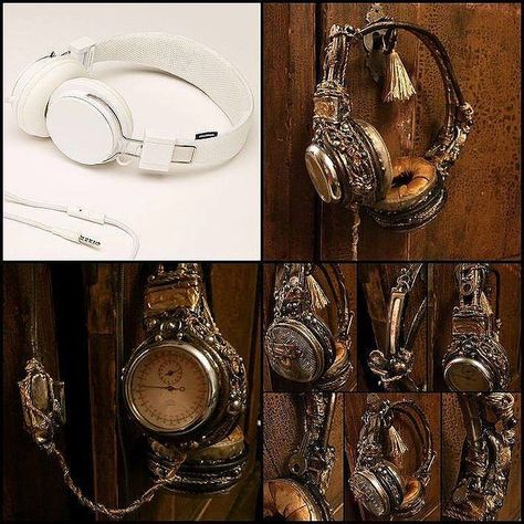 Steam Punk Diy, Design Headphones, Moda Steampunk, Steampunk Gadgets, Mode Steampunk, Steampunk Tendencies, Steampunk Aesthetic, Steampunk Crafts, Steampunk Ideas