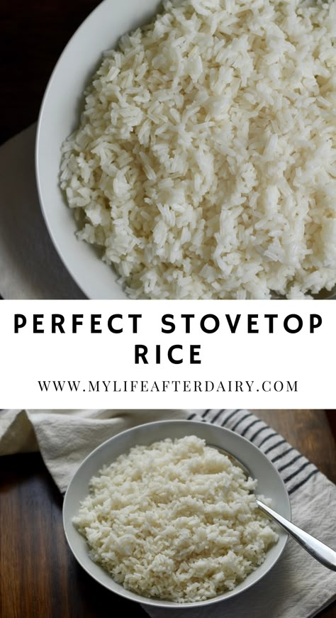 How To Make Rice On Stove, Rice In Pot On Stove, How To Cook Rice In A Pot, White Rice Recipes Stove Top, Good Rice Recipes Simple, Fluffy White Rice Stove Top, Rice Stovetop How To Cook, Stovetop Rice How To Cook, How To Make Rice In A Pot