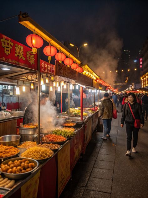 Experience the magic of Asia's night markets! 🌙 From sizzling street food to vibrant stalls under glowing red lanterns, these bustling hubs offer unforgettable flavors and sights. What’s your favorite street food experience in Asia?  Share your tasty adventures! . #travelasia #travel #travelphotography #travelgram #asia #wanderlust #travelblogger #travelblog #asiatravel Tokyo Street Food Market, Food Travel Aesthetic, Japanese Food Market, Japan Travel Aesthetic Food, Asian Food Market, Thailand Food Street, Travel Aesthetic Asia, Street Food Aesthics, Taiwanese Aesthetic