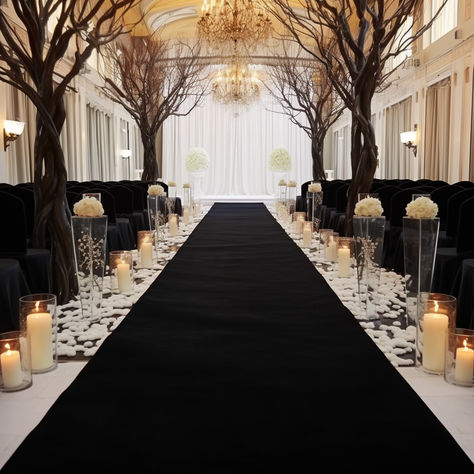 Black Aisle Runner for Wedding Ceremony Black Carpet Wedding Aisle, Unique Aisle Runner, Black Weddings Wedding Ceremony Decor, Black Wedding Aisle Decor, Wedding Aisle Decorations Black And White, Black Elegant Wedding Decor, Black Wedding Ceremony Decor, Black And White Wedding Aisle, Black Wedding Aisle