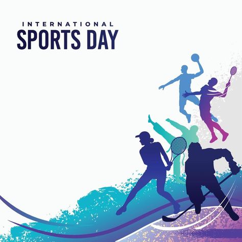 Sports Background Vector. Sports Day Illustration. Graphic Design for the decoration of gift certificates, banners, and flyer Sports Day Banner Design, Sports Day Background, Sports Day Invitation, International Sports Day, Sports Day Banner, Sports Day Poster, National Sports Day, Photoshop Tutorial Typography, Sports Templates