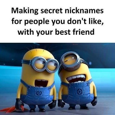 Making secret nicknames for people you don't like with your best friend funny funny quotes minion best friend minion quotes funny minion quotes minion pics minion quotes and sayings best friend minion quotes Minion Humour, Minion Characters, Funny Minion Pictures, True Friends Quotes, Funny Minion Memes, Minion Memes, Minion Jokes, Funny Disney Jokes, Best Friend Quotes Funny