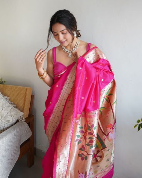 Comment LINK for direct link of the product 🛒 *SPECIAL BANARASI SOFT SILK SAREE* SERIES OF WARDROBE RICH PREPARATION * FABRIC:-PURE ZARI GOLDEN WEAVING RICH Blouse :-RICH BUTTI WEAVING AF1346885512008 Pink Silk Saree, Pink Sari, Paithani Silk Saree, Wedding Wear Saree, Trendy Outfits Indian, Rani Pink, Saree Party Wear, Silk Weaving, Saree Designer