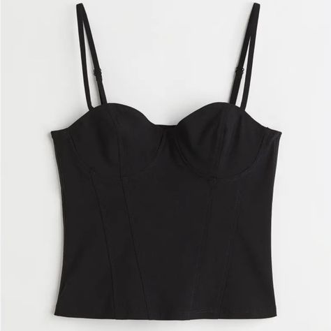 H&M . Black (TWILL BUSTIER TOP) black corset top . Size: US SMALL . Black Bustier Top, Rockstars Gf, Black Bustier, Black Corset Top, Post Grad, My Lifestyle, Black Corset, Beauty And Health, H&m Tops