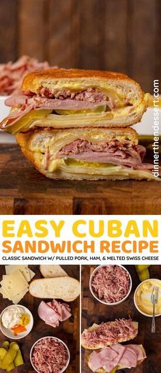 Easy Cuban Sandwich, Sandwich Recipes Dinner, Cuban Sandwich Recipe, Cuban Sandwiches, Pressed Sandwich, Creamy Mustard Sauce, Best Sandwich Recipes, Dinner Then Dessert, Grilled Ham