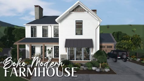 Bloxburg house idea. Bloxburg. Bloxburg house. Bloxburg builds Bloxburg House Exterior, Modern Farmhouse Layout, Bloxburg House Layouts, Bloxburg Home Ideas, Bloxburg Homes, Farmhouse Layout, Boho Modern Farmhouse, Bloxburg Exterior, Bloxburg Building