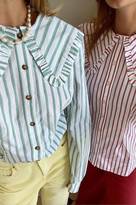 Different Shirt Collars, Big Collar Shirt, Ny Outfits, Mayfly, Trending Items, Sassy Outfit, Pastel Outfit, Batik Fashion, Big Collar