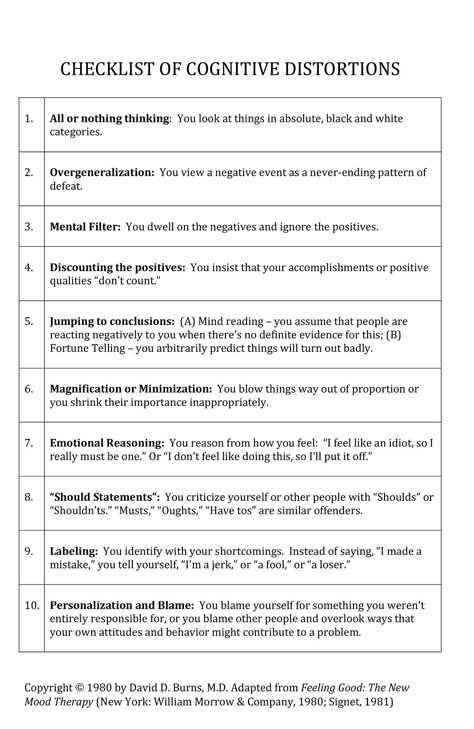 Cbt Therapy Techniques, Cognitive Distortions Worksheet, David Burns, Learning To Forgive, Adolescent Therapy, Coping Skills Worksheets, Dbt Therapy, Cbt Worksheets, Counseling Worksheets