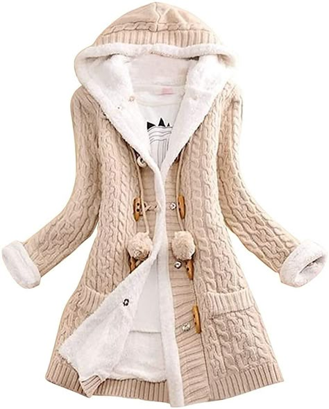 Memela Women's Cable-Knit Fleece-Lined Warm Hooded Sweater Coat Hooded Sweater Coat, Knit Sweater Coat, Cable Knit Sweater Cardigan, Princess Kate Middleton, Gilet Long, Sweater Coat, Hooded Sweater, Cardigan Coat, Knit Sweater Cardigan