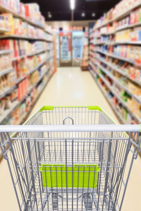 Grocery cart in grocery store aisle Grocery Photoshoot, No Added Sugar Recipes, Food Justice, Military Care Package, Health Gifts, Save Fuel, Metabolic Disorders, Popular Food, Food Insecurity