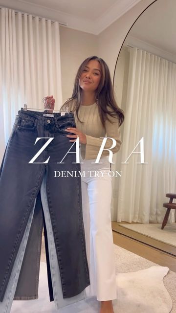 Zara Cropped Flare Jeans, Zara High Rise Straight Leg Jeans, Womens Zara Outfits, Zara Jeans 2020, Zara Straight Leg Jeans Outfits, Marine Pants Outfit Zara, Zara Jean Outfits, Zara Women Outfits 2023, Zara Flared Jeans