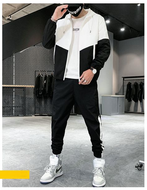 Suit Casual Outfit, Male Tracksuit, Tracksuits For Men, Suit Casual, Track Suits, Korean Streetwear, Mens Fashion Urban, 2 Piece Sets, Man Set