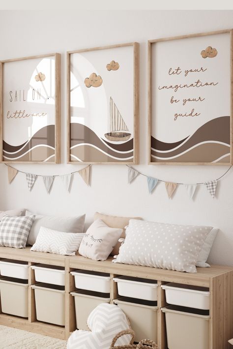 Nursery Ideas Nautical, Seagull Nursery, Sailboat Nursery Neutral, Boat Nursery Theme, Sail Boat Nursery Theme, Modern Ocean Nursery, Sailing Theme Nursery, Sailboat Nursery Baby Boy, Boat Themed Nursery