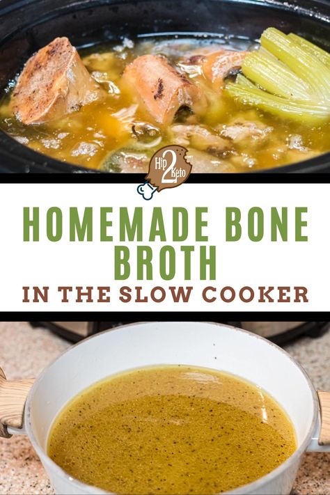 Our homemade bone broth recipe has all the health benefits! Make this bone broth in the slow cooker to enjoy the delicious and nutritious flavors and benefits, including the natural source of collagen. Keto Bone Broth, Slow Cooker Bone Broth, Bone Broth Collagen, Broth Benefits, Benefits Of Bone Broth, Make Bone Broth, Bone Broth Benefits, Simple Crockpot, Homemade Bone Broth