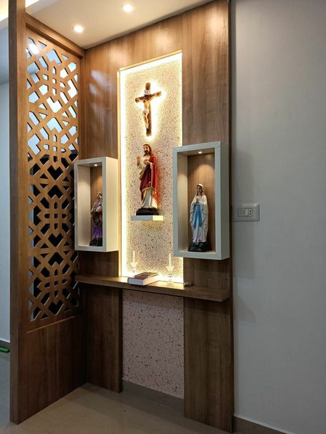 God House Design In Home, House Alter Designs, Altar Ideas Catholic, Jesus Room Decor, Prayer Room Ideas Catholic, Altar Design Home, Altar Design Home Catholic, Catholic Altar Home Ideas, Wall Altar Ideas Catholic