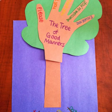 The "good manners tree" after it has been watered with good values and manners! It grows : ) Manners Preschool, Manners Activities, Manners For Kids, Teaching Manners, Daycare Activities, Daycare Crafts, Good Manners, Preschool Lessons, Preschool Classroom