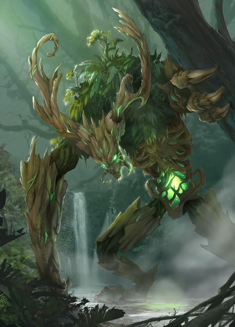 ArtStation - Forest Golem, Anna Kand Forest Golem, Tree Monster, Story Stone, Heroic Fantasy, Creature Artwork, Dnd Monsters, Fantasy Beasts, Power Stone, 다크 판타지