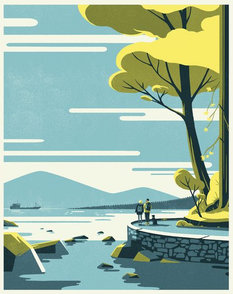 Tom Haugomat, Illustration Kunst, Posca Art, Art Et Illustration, Landscape Illustration, Art And Illustration, Environment Concept Art, Flat Illustration, Illustration Vector