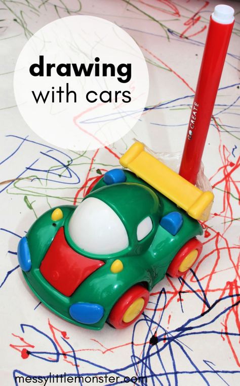 mark making activities for toddlers - toddler drawing with cars Toddler Drawing, Transportation Activities, Car Activities, Transportation Crafts, Art Activities For Toddlers, Toddler Classroom, Nursery Activities, Transportation Theme, Daycare Activities