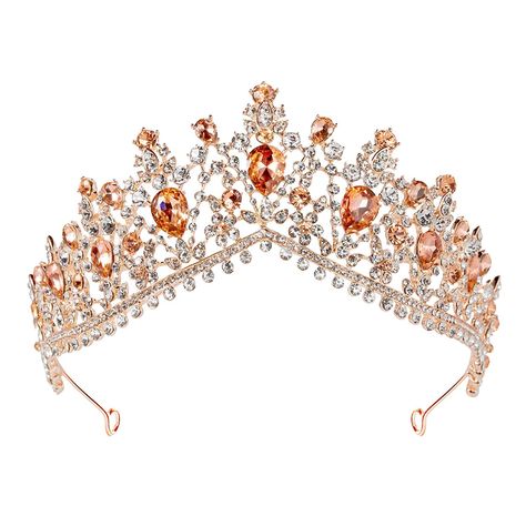 Orange Crown, Black Tiara, Fantasy Crown, Crystal Wedding Tiaras, Rose Gold Crown, Rose Gold Tiara, Princess Bridal, Crown For Women, Tiara Headpieces