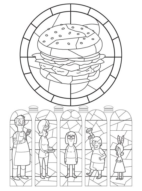 Pop Culture Coloring Pages, Bobs Burgers Svg, Bobs Burgers Coloring Pages, Burger Puns, Bobs Burgers Characters, Abstract Tattoo Ideas, American Traditional Tattoo Ideas, Traditional Tattoo Ideas, Witch Coloring Pages