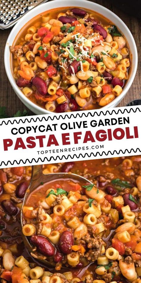 Copycat Olive Garden Pasta Fagioli, Copycat Olive Garden Pasta, Olive Garden Pasta Fagioli, Pasta Fagioli Soup Recipe, Pasta Soup Recipes, Olive Garden Pasta, Garden Pasta, Pasta Fagioli Recipe, Pasta Fagioli Soup