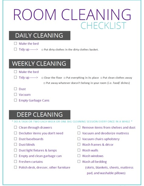 Room Cleaning Checklist, Bedroom Cleaning Checklist, Beauty Routine Schedule, Clean Room Checklist, Room Cleaning Tips, Bedroom Cleaning, Cleaning Room, Daily Cleaning Checklist, Room Checklist