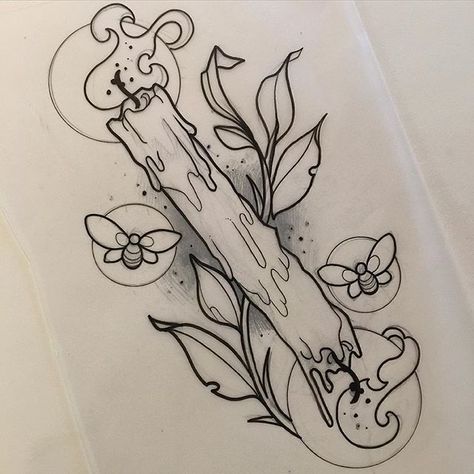 Burning the candle at both ends..but ironically a slow day!🕯🕯 Flash Art Tattoos, Candle Tattoo, Kunst Tattoos, Desenho Tattoo, Tattoo Flash Art, Neo Traditional, Flash Art, Tattoo Design Drawings, Tattoo Stencils