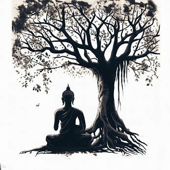 Image Creator from Microsoft Bing Buddha Under Bodhi Tree Art, Buddha Tree Painting, Buddha Tree Tattoo, Bodhi Tree Drawing, Buddha Under Tree, Bodhi Tree Tattoo, Geometric Wall Design, Bodhi Tree Art, Tree Pencil Sketch