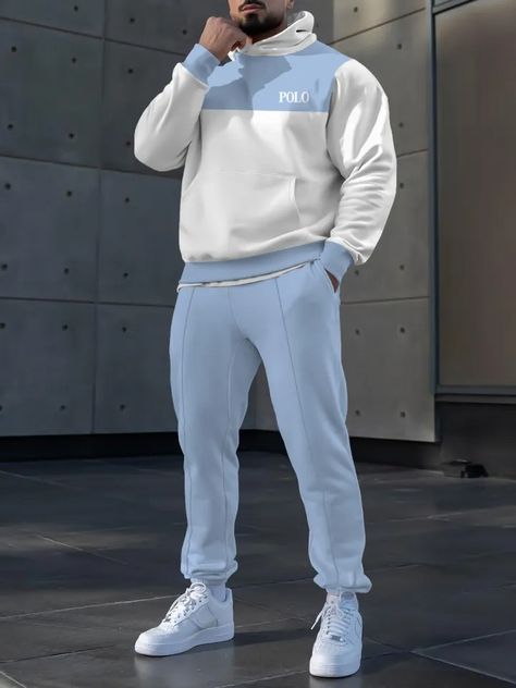 Hooded track suit – Page 19 – ASWEUI Blue Hoodie Outfit, Sportwear Outfit, Sport Style Outfits, Hoodie Outfit Men, Jogging Suits, Jogging Outfit, Men's Fashion Casual, Galaxy Planets, Creative T Shirt Design