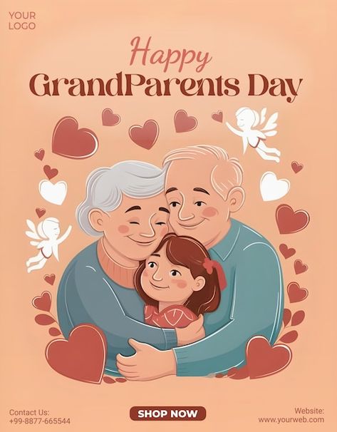 Vector happy grandparents day post banne... | Premium Vector #Freepik #vector Grandparents Day Creative Ads, Grandparents Day Drawing, Grandparents Day Poster, Grandparents Day Banner, Grandparents Day Invitation Card, Grandparents Day Greeting Card, Happy Grandparents Day, Logo Psd, Technology Icon