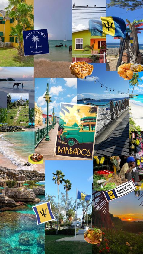 #collage #aesthetic #country #travel #viralpost #Barbados #BajanFood #Bridgetown #fishcakes Barbados Aesthetic, Aesthetic Country, Bridgetown Barbados, Wwe Superstar Roman Reigns, Caribbean Culture, Caribbean Art, Bridgetown, Island Vacation, West Indies