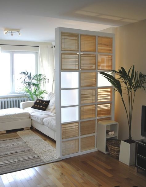 Renter Friendly Studio Divider, Bonus Room Divider Ideas, Divide Big Living Room, Dresser As Room Divider, Tv As Room Divider, Fake Wall Ideas Room Dividers, Lounge Divider Ideas, How To Divide A Wall With Paint, Ikea Wall Divider