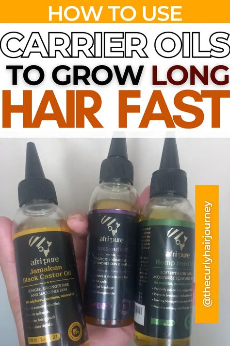 8 Best Carrier Oils For Natural Hair Care & Growth – The Curly Hair Journey Carrier Oils For Hair Growth, Natural Oils For Hair, Oils For Natural Hair, Diy Hair Growth Oil, Hair Growth Oil Recipe, Treat Thinning Hair, Growing Long Hair Faster, Curly Hair Journey, Herbs For Hair Growth