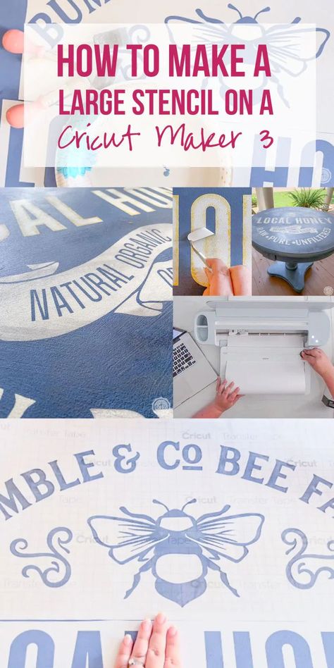 How to Make a Large Stencil on a Cricut Maker 3 Making Stencils With Cricut Maker, Diy Cricut Stencil, Making A Stencil With Cricut, Circuit 3 Projects, Cricut Furniture Projects, Cricut Stencils Tutorials, Modern Cricut Projects, Cricket Maker 3 For Beginners, Circuit Maker 3 Ideas