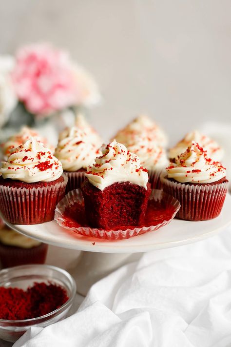 The Best Red Velvet Cupcakes Best Red Velvet Cupcakes, Red Velvet Muffins, Cake Shooters, The Best Cream Cheese Frosting, Best Cream Cheese Frosting, Red Velvet Cupcakes Recipe, Cupcakes Red Velvet, Red Velvet Flavor, Red Cupcakes