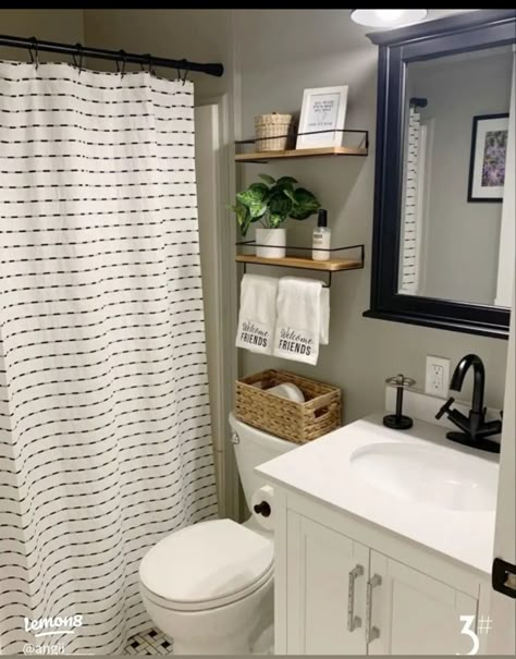 Eucalyptus Theme Bathroom, Wallpaper In Guest Bathroom, Bathroom Decor Black And White Tile, Small Guest Bathroom Ideas Farmhouse, Apartment Bathroom Decor Ideas Vintage, Bathroom Decorating Ideas Colors Schemes, Apartment Bathroom Decor Ideas Boho, Small Bathroom Theme Ideas, Small Bathroom Ideas No Window