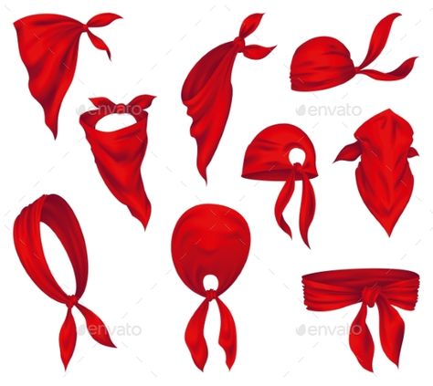 Red Realistic Bandana on Neck Scarf Around Neck Drawing, How To Draw Bandana, Bandana Drawing Reference, Bandana Reference, Bandana On Neck, Cowboy Animals, Bandana Drawing, Pirate Oc, Sketches Reference