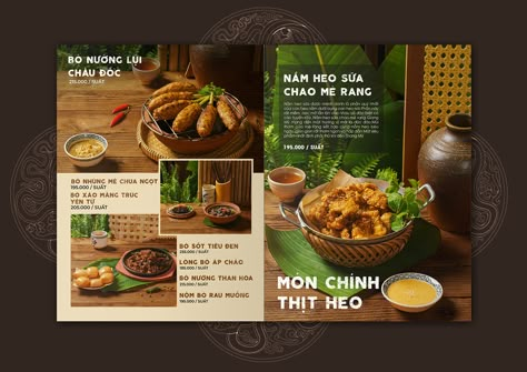 Vietnamese Menu Design, Traditional Menu Design, Menu Book Design Restaurant, Vietnamese Food Photography, Thai Menu Design, Japanese Food Magazine, Food Menu Layout, Pho Menu, Menu Food Design