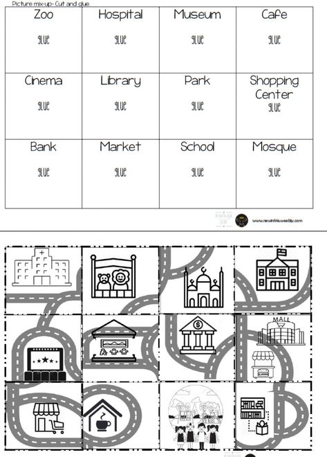 English Primary School, City Puzzle, Puzzle Printable, Spanish Learning Activities, Community Places, Puzzle Worksheet, Easter 2024, British School, Spring School