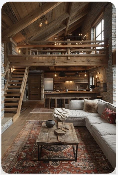 Loft House Design, Cabin Interiors, Loft House, Barn Style House, A Frame House, Small Cabin, Tiny House Cabin, Cabins And Cottages, Barn House Plans