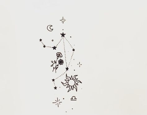 Libra Zodiac Tattoos For Women, Libra Flower, Libra Constellation Tattoo, Libra Zodiac Tattoos, Libra Tattoo, Astrology Tattoo, Zodiac Tattoos, Small Pretty Tattoos, Constellation Tattoos