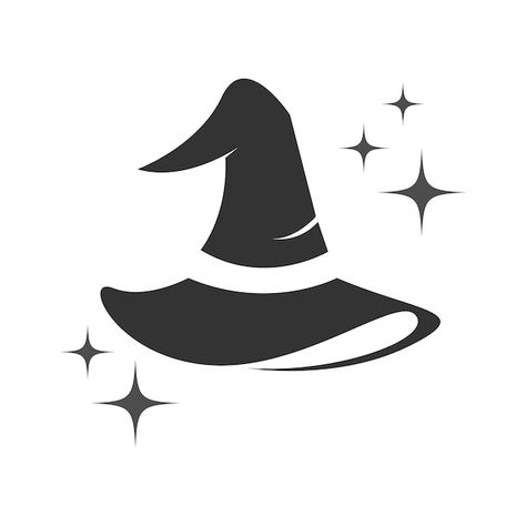 Vector witch witch hat logo icon design | Premium Vector #Freepik #vector #witch #wizard-hat #witch-broom #halloween-witch How To Draw Witches Hat, Halloween Logo Ideas, Wizard Hat Illustration, Tiny Witch Hat Tattoo, Simple Witch Hat Tattoo, Witch Hat Tattoo Design, Witch Logos Ideas, Witch Graphic Design, Witch Hat Doodle