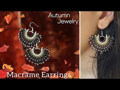 Beaded Macrame, All Crafts, Macrame Earrings, Micro Macramé, Crochet Embroidery, Macrame Tutorial, Fall Jewelry, Micro Macrame, Small Business Ideas