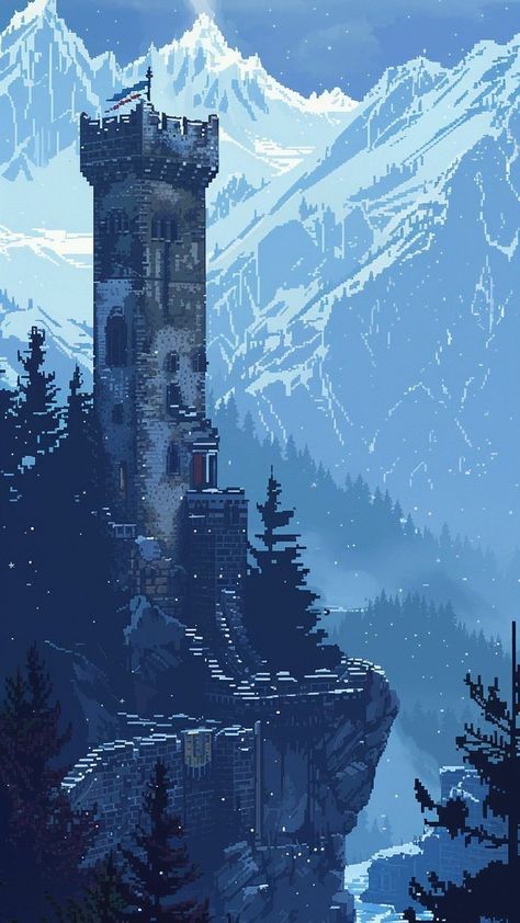 Winter Pixel Art, Winter Forest Art, 8 Bit Pixel Art, Pixel Art Wallpaper, Pixel Art Landscape, Piskel Art, Pixel Art Background, Pixel Art Tutorial, Arte 8 Bits