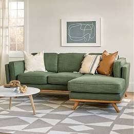 Green Couches, Sofas Ideas Living Room, Green Sofa Living, Green Sofa Living Room, Sofa Design Ideas, Furnitur Ruang Keluarga, Casa Clean, Green Couch, Mid Century Modern Living