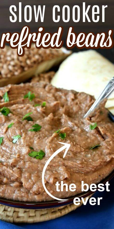 Refried Beans Slow Cooker, Slow Cooker Refried Beans, Crockpot Refried Beans, Make Refried Beans, Beans In Crockpot, Homemade Refried Beans, Refried Beans Recipe, Best Slow Cooker, Beans Recipe