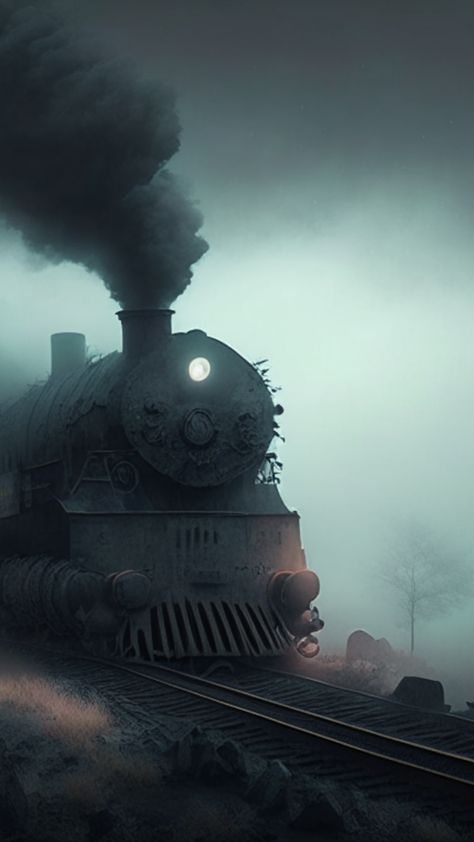 coal train, iPhone wallpaper, Fantasy, fantasy train, Railroad Aesthetic, Gothic Dnd, Fantasy Train, Cher Wallpapers, Weird Vehicles, Coal Train, Orphan Train, Train Wallpaper, Ghost Train