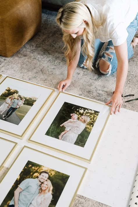 How To Hang A Gallery Wall - Madison Magill How To Hang Photos On Wall Layout, Photo Collage Wall Above Mantle, How To Hang A Gallery Wall Frame Layout, 11x14 Photo Wall Display Ideas, Matted Gallery Wall, Gallery Wall Tips And Tricks, 8 X 10 Picture Frames, Amazon Gallery Wall Frames, Gold Photo Frame Gallery